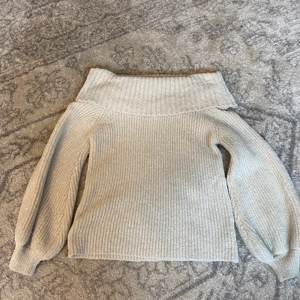Off the shoulder bell sleeve sweater